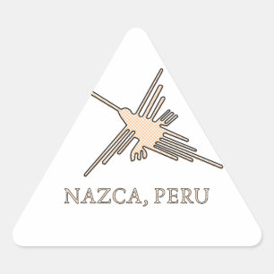 Nazca Hummingbird Geoglyph Newsprint Triangle Sticker