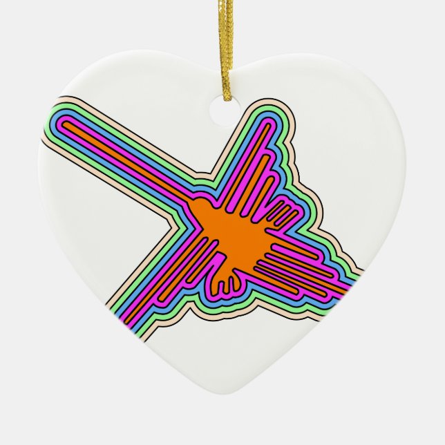 Nazca Hummingbird Peru Drawing Ceramic Ornament (Front)