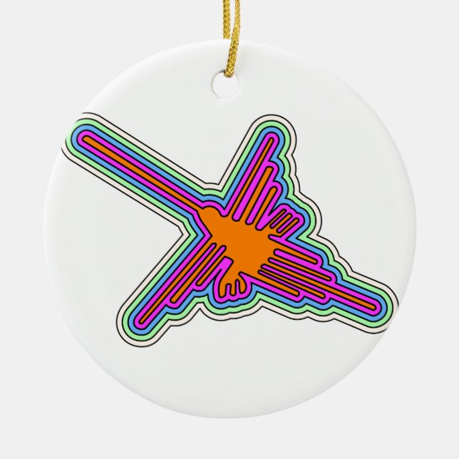 Nazca Hummingbird Peru Drawing Ceramic Ornament (Front)