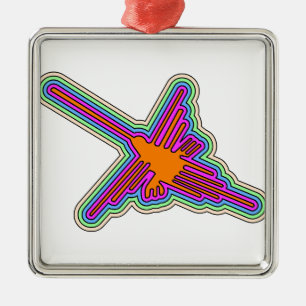 Nazca Hummingbird Peru Drawing Metal Ornament