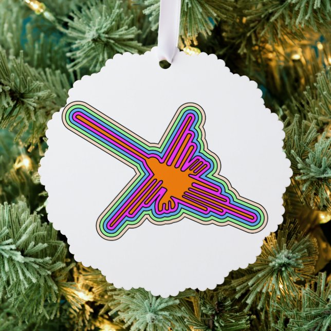 Nazca Hummingbird Peru Drawing Ornament Card (Insitu (Tree))