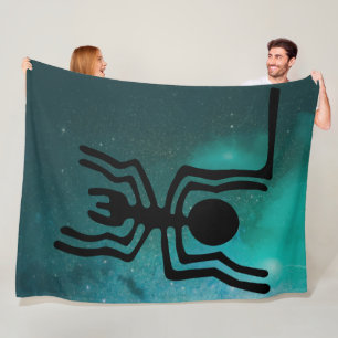 Nazca Lines - Ancient Insects - Black Spider Fleece Blanket