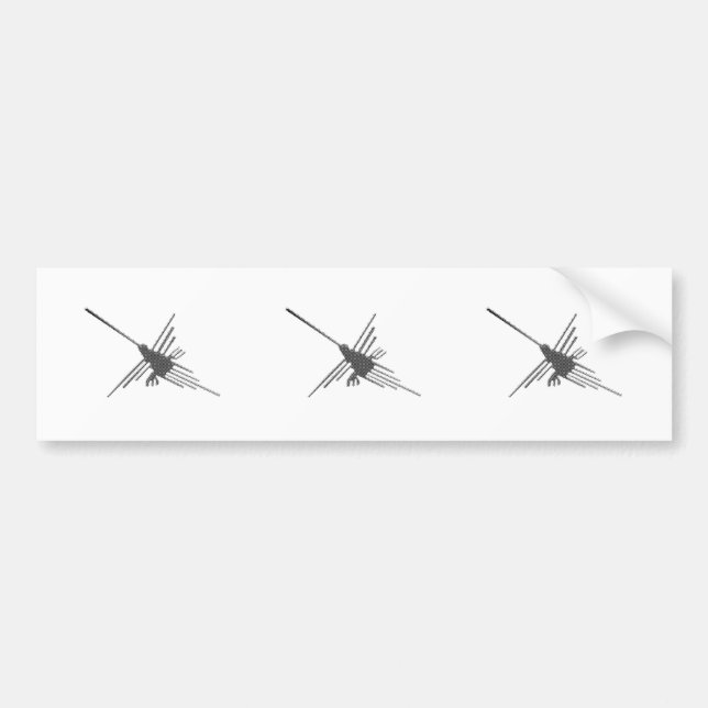 Nazca Lines Hummingbird Newsprint Bumper Sticker (Front)