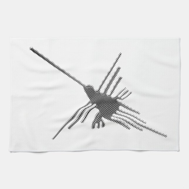 Nazca Lines Hummingbird Newsprint Kitchen Towel (Horizontal)
