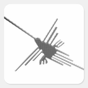 Nazca Lines Hummingbird Newsprint Square Sticker