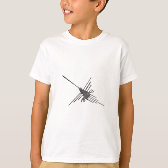 Nazca Lines Hummingbird Newsprint T-Shirt (Front)