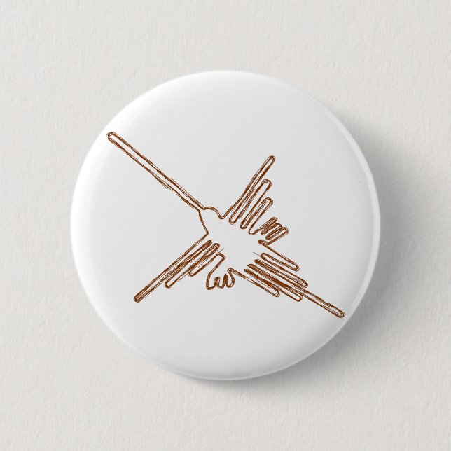 Nazca Lines Hummingbird Sketch 2 Inch Round Button (Front)