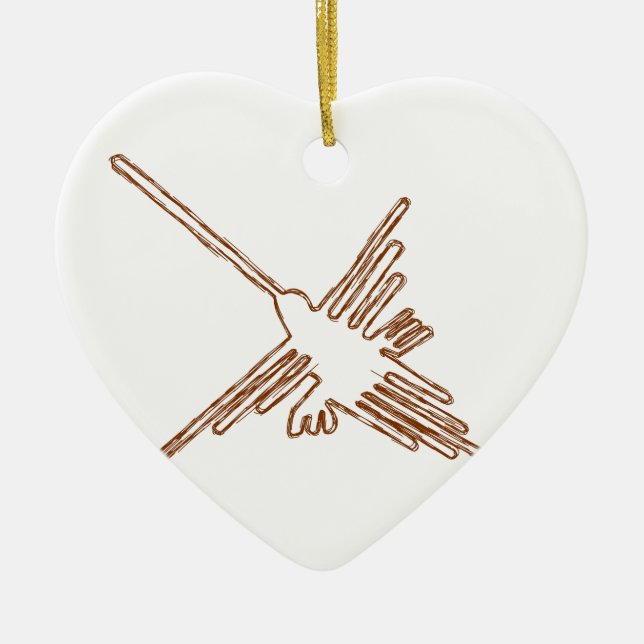 Nazca Lines Hummingbird Sketch Ceramic Ornament (Front)