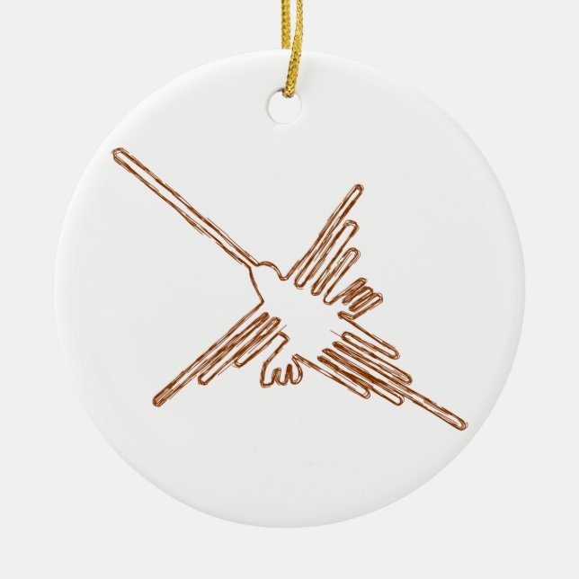 Nazca Lines Hummingbird Sketch Ceramic Ornament (Front)