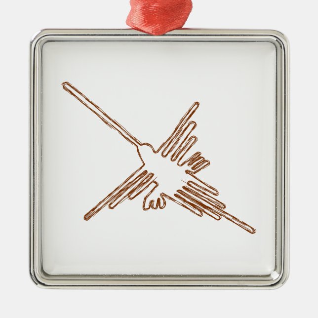 Nazca Lines Hummingbird Sketch Metal Ornament (Front)