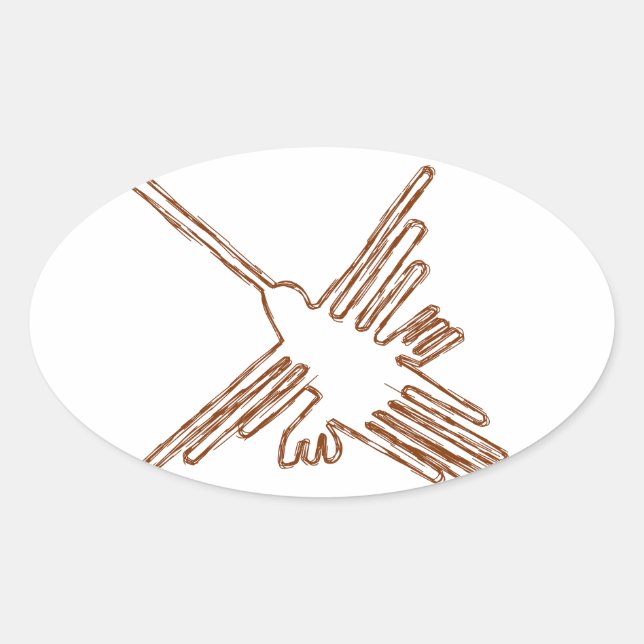 Nazca Lines Hummingbird Sketch Oval Sticker (Front)