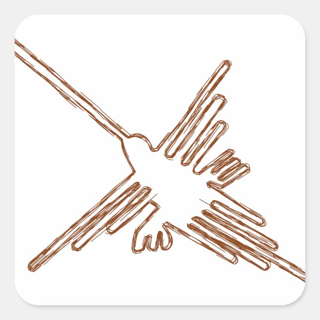 Nazca Lines Hummingbird Sketch Square Sticker (Front)