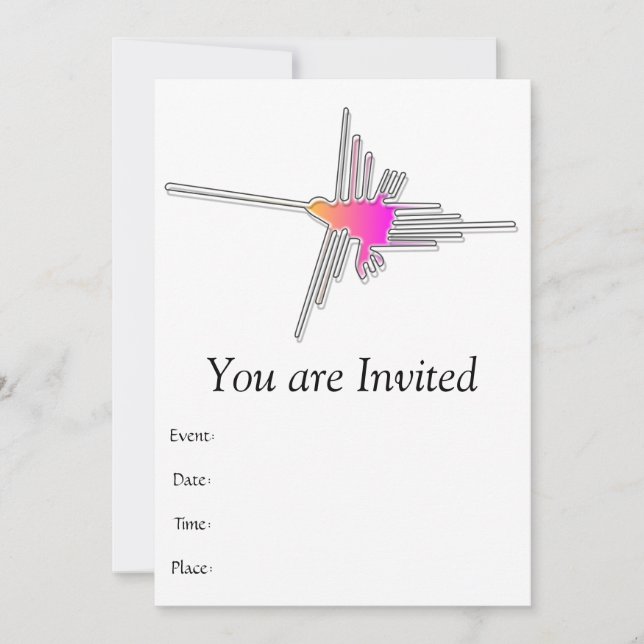 Nazca Lines Hummingbird - White Version Invitation (Front)