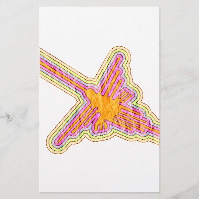Nazca Lines Hummingbird With Wrinkled Paper Effect (Front)