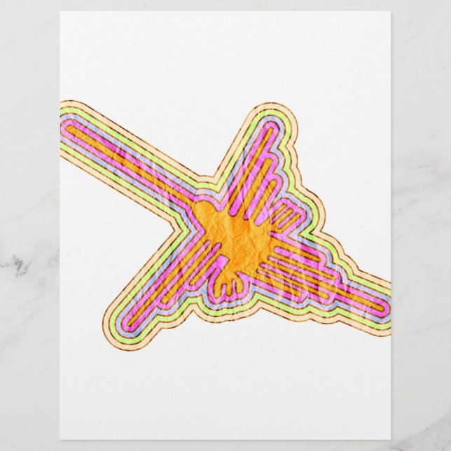 Nazca Lines Hummingbird With Wrinkled Paper Effect (Front)