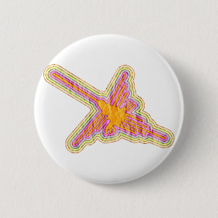 Nazca Lines Hummingbird With Wrinkled Paper Effect 2 Inch Round Button