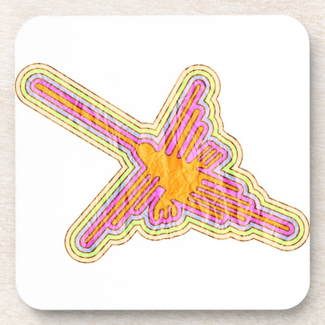Nazca Lines Hummingbird With Wrinkled Paper Effect Coaster (Front)