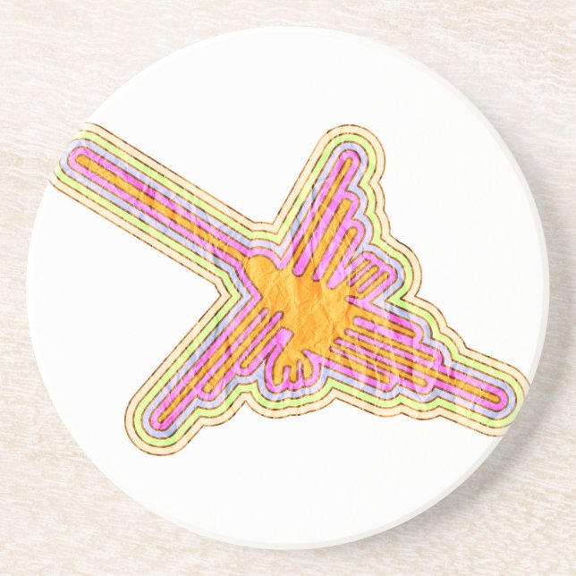 Nazca Lines Hummingbird With Wrinkled Paper Effect Coaster (Front)
