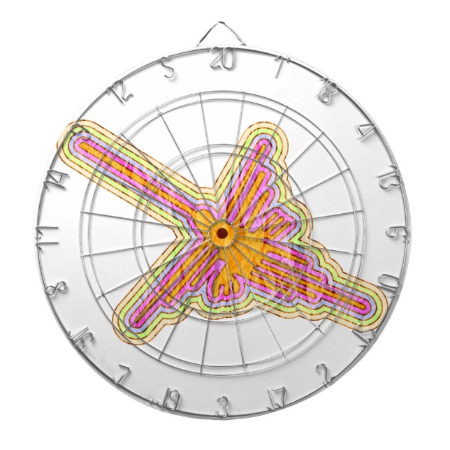 Nazca Lines Hummingbird With Wrinkled Paper Effect Dartboard (Front)
