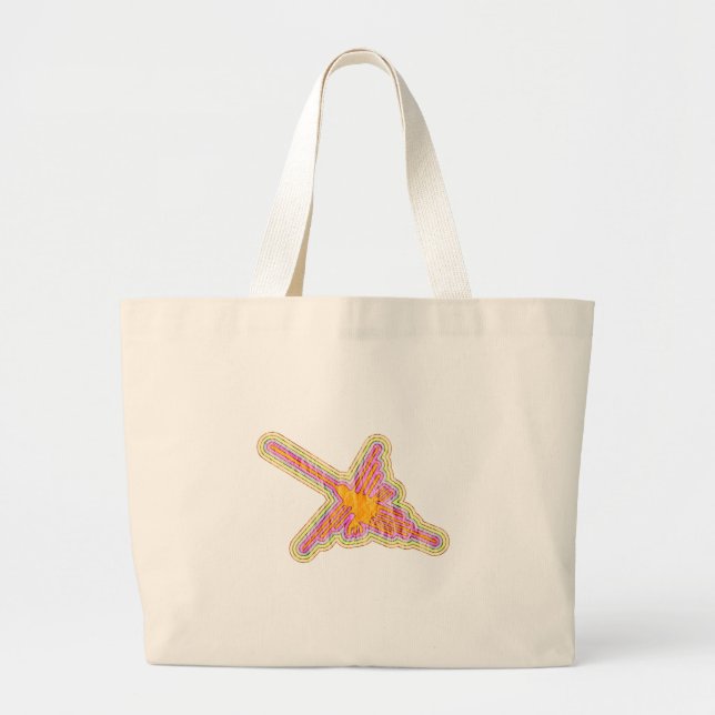 Nazca Lines Hummingbird With Wrinkled Paper Effect Large Tote Bag (Front)