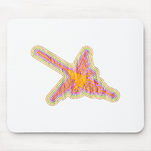 Nazca Lines Hummingbird With Wrinkled Paper Effect Mouse Pad (Front)