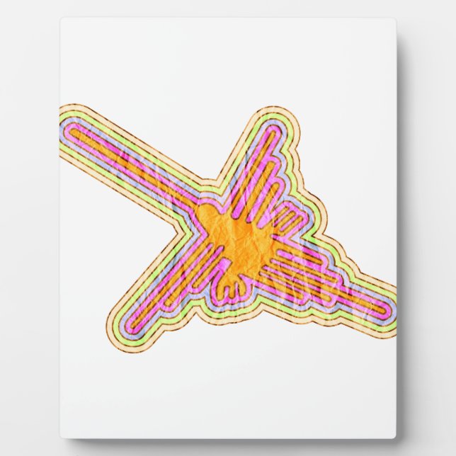 Nazca Lines Hummingbird With Wrinkled Paper Effect Plaque (Front)