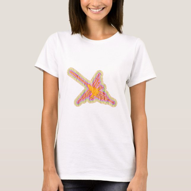 Nazca Lines Hummingbird With Wrinkled Paper Effect T-Shirt (Front)