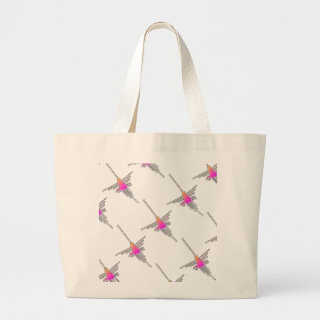 Nazca Lines Hummingbirds - Tiled Version Large Tote Bag (Front)