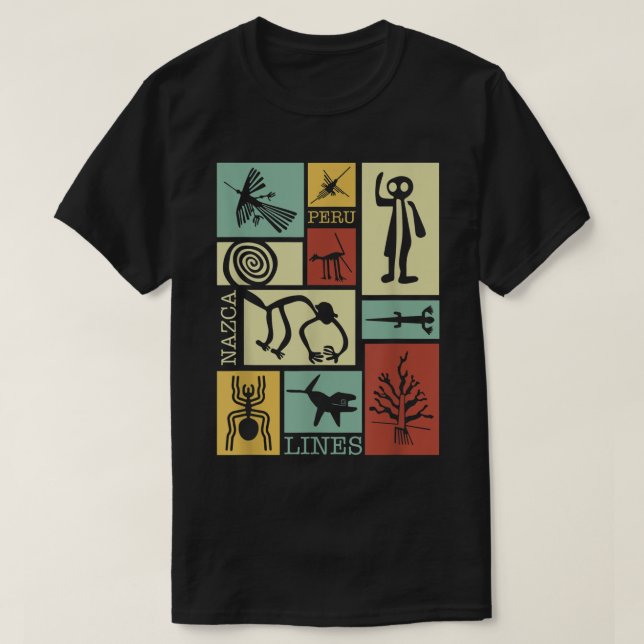 Nazca Lines - Peru Geoglyph Monkey Astronaut Spide T-Shirt (Design Front)
