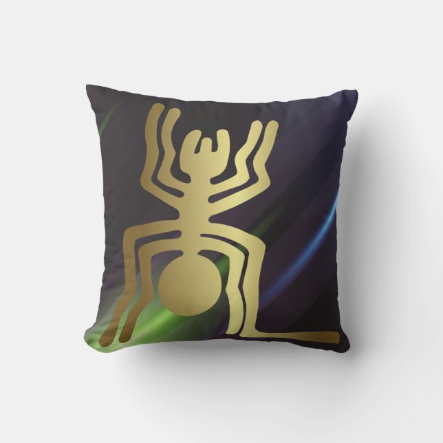 Nazca Peru Gold Spiders Throw Pillow (Front)