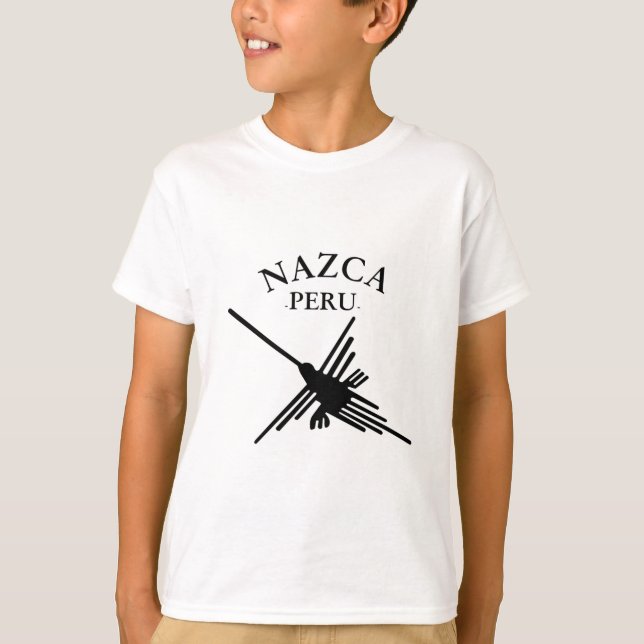 Nazca Peru Hummingbird With Curved Text T-Shirt (Front)