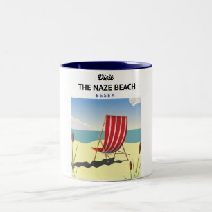 Naze Beach Essex travel poster Two-Tone Coffee Mug