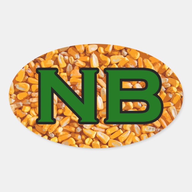 NB - Nebraska USA Oval Logo (corn) Oval Sticker (Front)