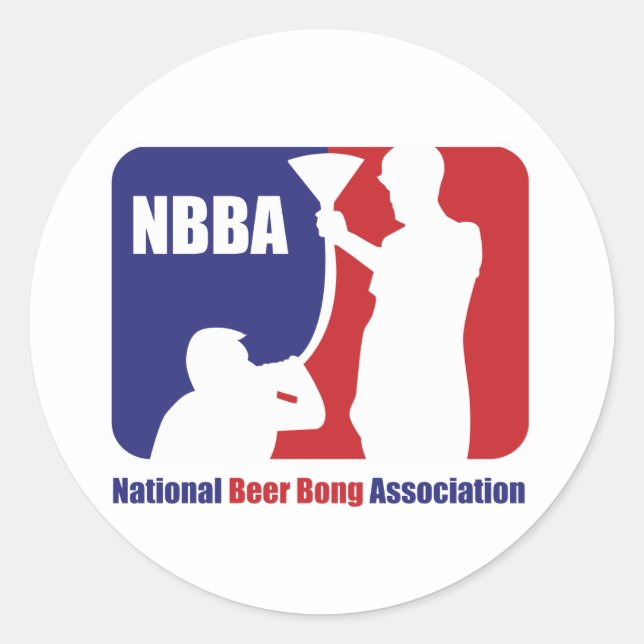NBBA, Nationatl Beer Bong Association Classic Round Sticker (Front)