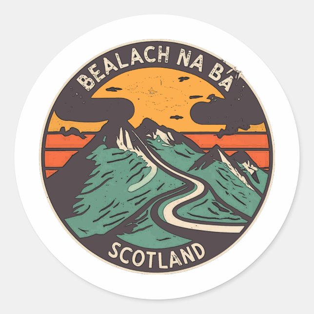 NC500 SCOTLAND NORTH COAST 500 CLASSIC ROUND STICKER (Front)