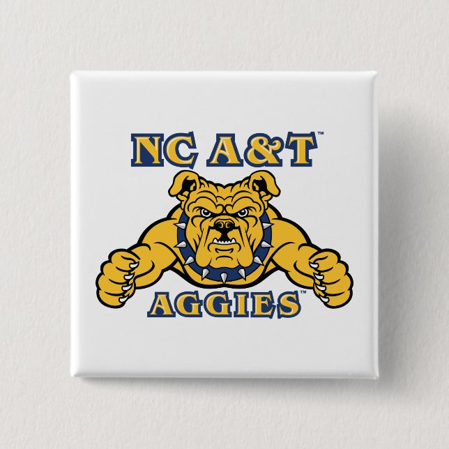 NC A&T Aggies | Aggie Bulldog 2 Inch Square Button (Front)