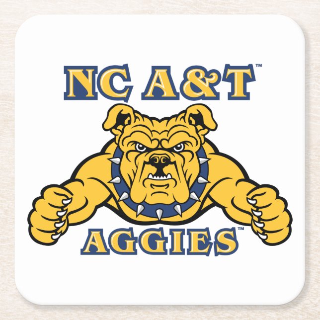 NC A&T Aggies | Aggie Bulldog Square Paper Coaster (Front)
