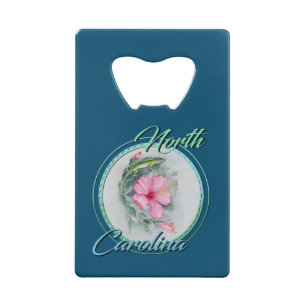 NC Anole & Hibiscus Credit Card Bottle Opener