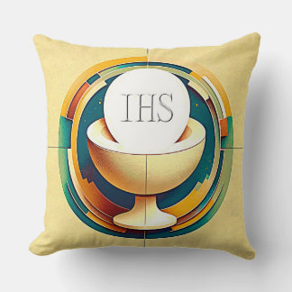 NC Communion Host and Chalice Expressionist Effect Throw Pillow