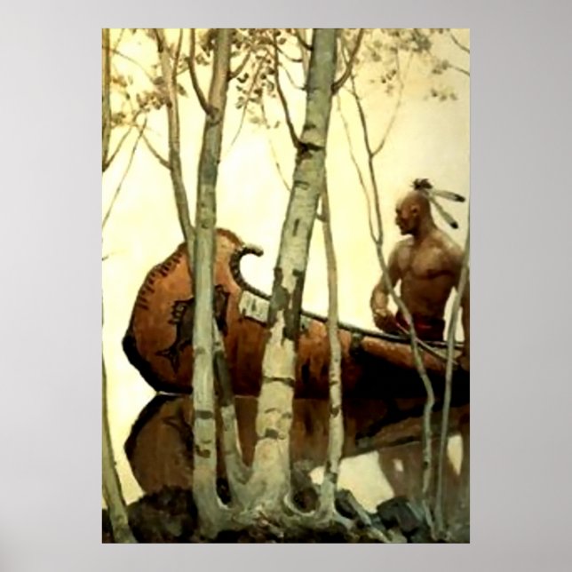 NC Wyeth Historical Painting Indian Canoe #2 Poster (Front)