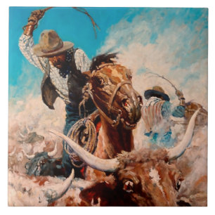 NC Wyeth Painting “Cutting Out” Tile