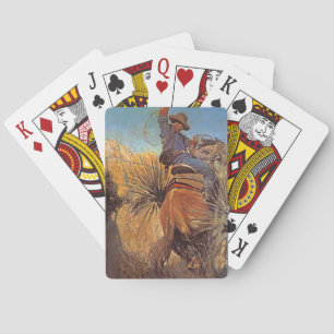 NC Wyeth Painting "Horse Jumping From Snake" Playing Cards