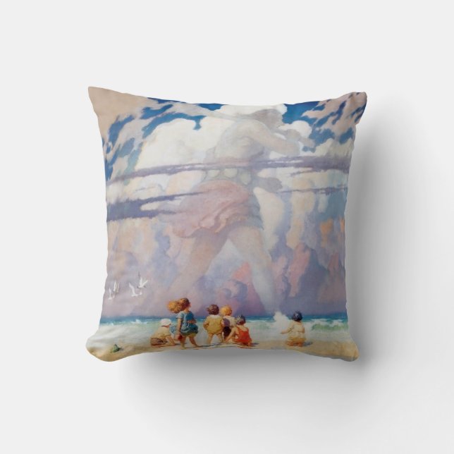 NC Wyeth The Giant Artwork Beach Coastal Throw Pillow (Front)