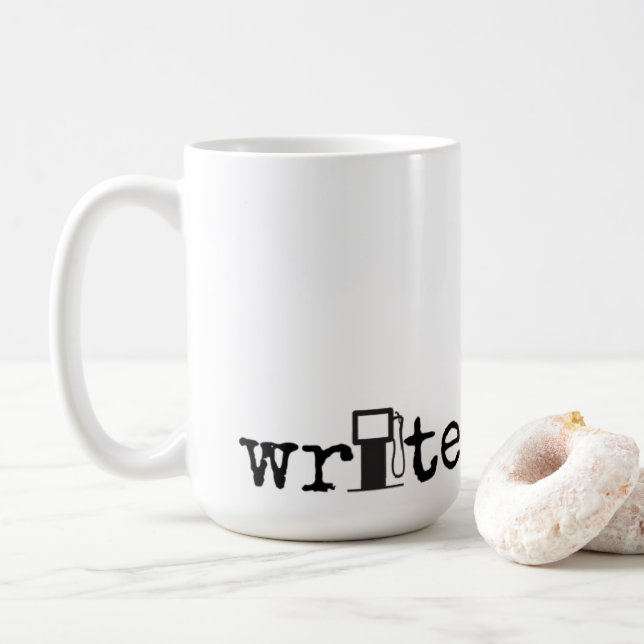 ND for ES - WRITER’S FUEL Jumbo Black Text Mug (With Donut)