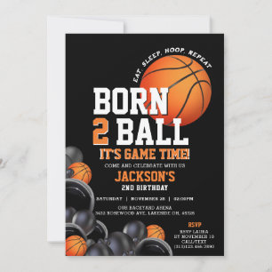 Né À Ball 2e Invitation Basketball Anniversaire