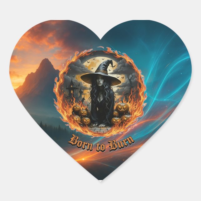 Né à Burn Witch & Fire Heart Sticker (Devant)