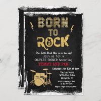Né à Rock Rock Star Baby shower Invitation