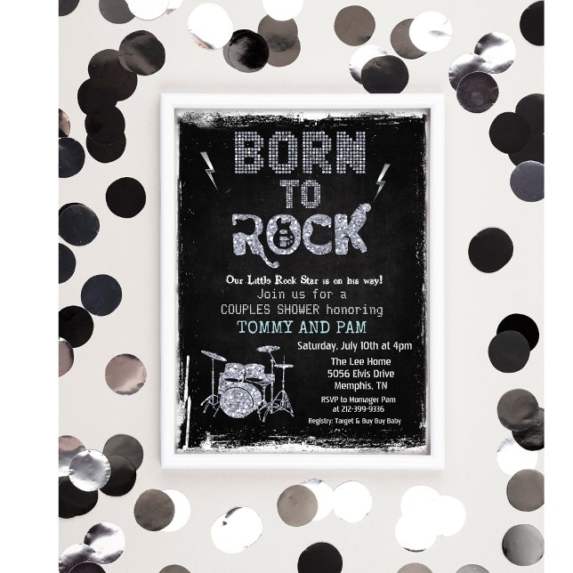 Né à Rock Rock Star Baby shower Invitation (Créateur téléchargé)