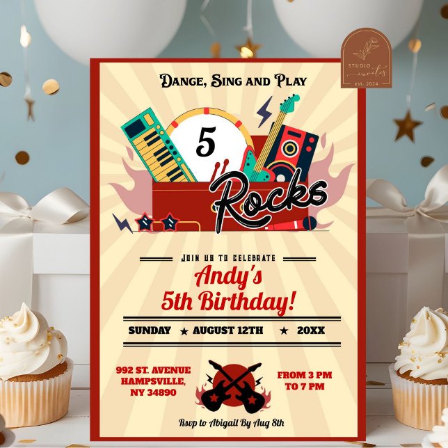 Né À Rocks Musique Anniversaire Invitation Garçon (Créateur téléchargé)