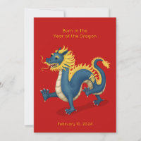 "Né dans l'année du dragon" Faire-part bébé